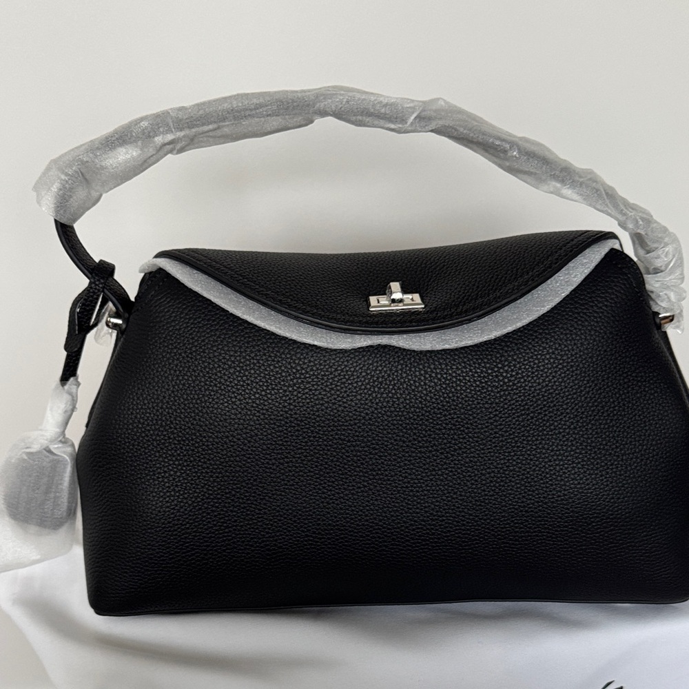 Black Pebbled Leather Top-Handle Crossbody - Picture 2 of 7